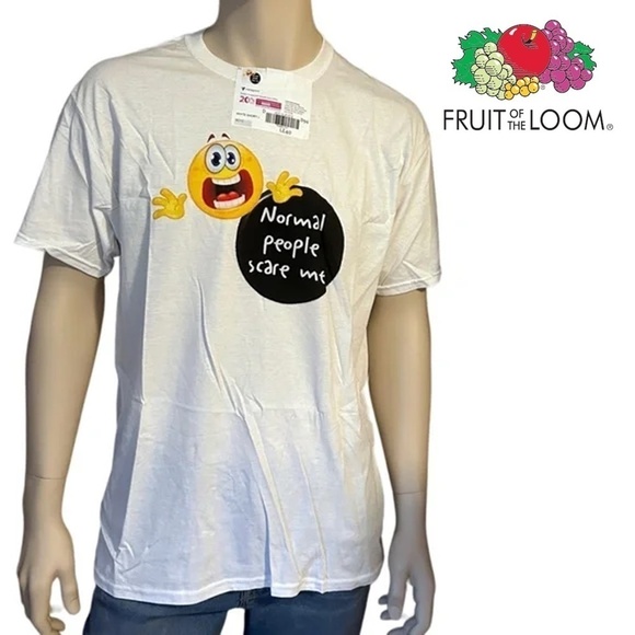 Fruit of the Loom Custom Graphic Novelty Tee T-shirt Normal People Scare Me NIP - Picture 9 of 11
